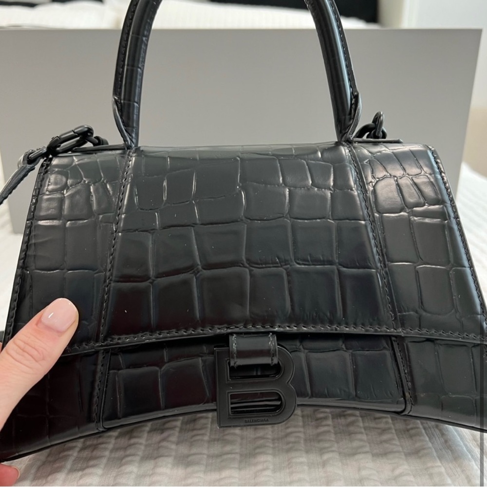 Authentic Balenciaga black hourglass top handle size small